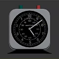 Square Kitchen Timer With Black Dial White Markings Green Red Buttons And Base 3d model