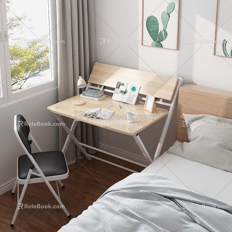 Nordic Bedroom Desk Study Table 3d model