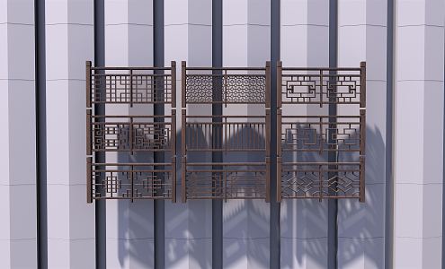 New Chinese Guardrail Railing 3d model