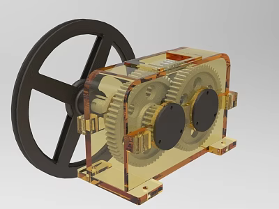 Industrial Equipment With Large Wheel And Transparent Casing For Internal Gears 3d model