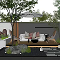 Modern courtyard villa courtyard view 3d model