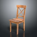 Rustic Wooden Chair Design With Cross Back Straight Legs And Wood Grain