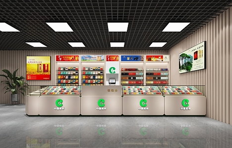 Modern Tobacco Shop Cigarette Shop 3d model