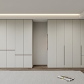 Bedroom handle-free wardrobe minimalist handle wardrobe side open compartment wardrobe 3d model