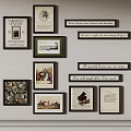 Artistic Wall Frames Collection With Inspirational Texts Illustrations And Portrait 3d model