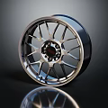 Shiny Alloy Car Wheel Rim With Silver Spokes And Black Center Cap