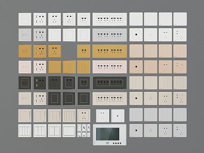 Modern switch socket combination single-open double-open three-open multi-open network socket access control video interphone type switch socket 3d model