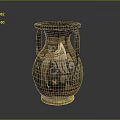 Ancient Ceramic Amphora Sculpture With Carved Phoenix And Decorative Motifs