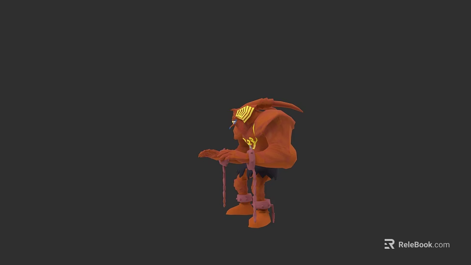 Orange Warrior Action Doll with Detailed Armor and Weapon in Standing Pose 3d model 