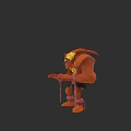 Orange Warrior Action Doll with Detailed Armor and Weapon in Standing Pose
