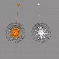 Unique Shaped Pendant Lights in Orange and White with Radiant Decorative Design