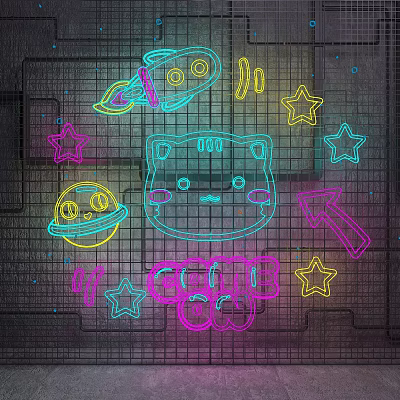 Modern decorative lights neon national tide lights 3d model