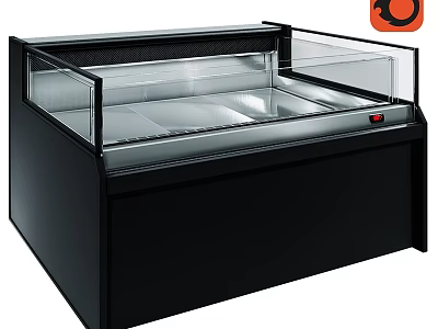Black Commercial Display Counter With Glass Door And Metal Interior Shelves 3d model