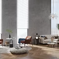 Modern Living Room Interior With Stylish Sofa And Coffee Table Set And Accent Chairs
