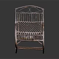 Vintage Wicker Rocking Chair With Metal Frame And Woven Seat Design