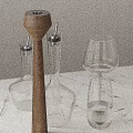 Minimalist Modern Glass Decorative Ornament Set With Cup And Decanter On Marble Countertop