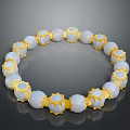 Stylish Bracelet With White Beads And Star Shaped Golden Decorative Elements 3d model