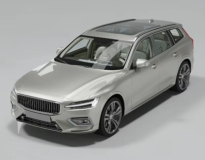 Modern Silver SUV Car With Sunroof Front Grille And Alloy Wheels Exterior Design 3d model