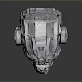 Mechanical Monkey Skull 3D Model With Metallic Texture And Futuristic Mechanical Details