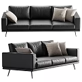 Modern Black Leather Sectional Sofa with Multiple Accent Pillows and Contemporary Design 3d model