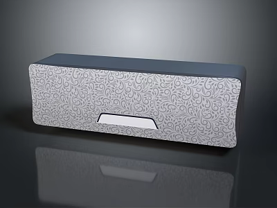 Modern Electronic Speaker Featuring Rectangular Shape Patterned Surface And Central White Panel 3d model