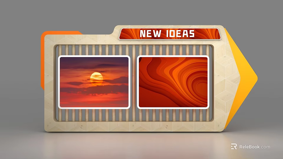 Contemporary Display Shelf With New Ideas Label And Dual Picture Showcases 3d model 
