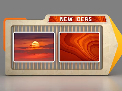 Contemporary Display Shelf With New Ideas Label And Dual Picture Showcases 3d model
