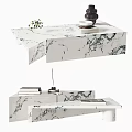 Modern Marble Coffee Table With Decorative Items And Books On Top Surface 3d model