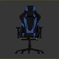 Modern Black And Blue Gaming Chair With Adjustable Armrests And Swivel Base Design