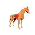 Wooden Horse Puzzle Toy With Colorful Assembled Structure And Decorative Details