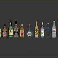 Various Alcohol Drink Bottles With Different Brands And Colorful Designs