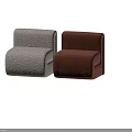 Minimalist Plush Sofa Stools In Soft Fabric With Neutral And Warm Hues