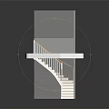 Modern Spiral Staircase With Wooden Steps White Railings And Upper Platform