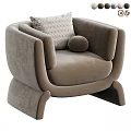 Modern Light Green Single Sofa With Curved Arms Geometric Pillow And Round Cushion