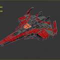 Detailed Futuristic Sci Fi Spaceship With Red And Gray Streamlined Structure And Wings 3d model