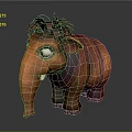 Vibrant Orange Cartoon Elephant Character With Red Mane And Big Eyes