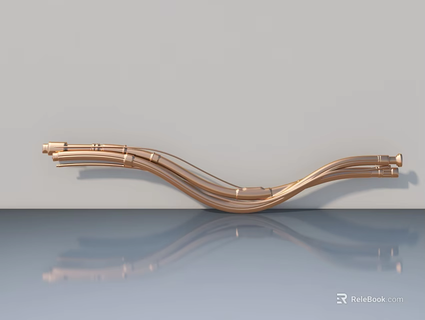 Modern Copper Swing Door with Sleek Curved Design for Home Interior 3d model 