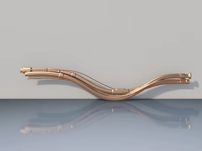 Modern Copper Swing Door with Sleek Curved Design for Home Interior 3d model