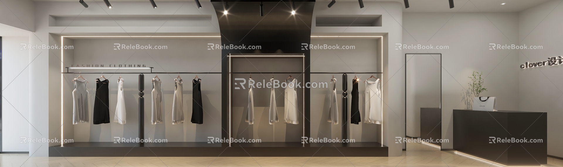 Modern clothing store front desk modeling 3d model