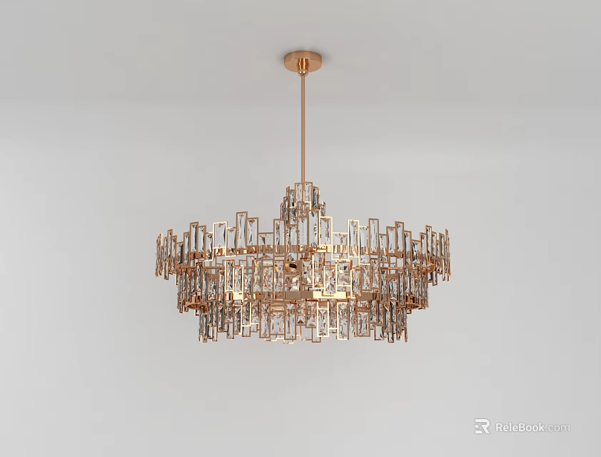 Elegant Modern Gold Multi layered Chandelier With Crystal Elements For Home Interior 3d model