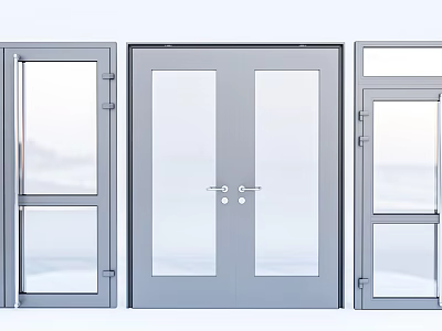 Modern Entry Doors With Glass Panels Aluminum Frames Double Single Designs For Homes 3d model