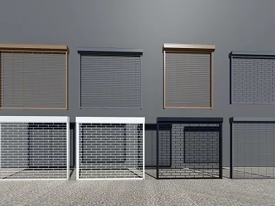 Brown Gray White Black Window Shutters With Slatted And Grid Designs 3d model