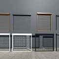 Brown Gray White Black Window Shutters With Slatted And Grid Designs 3d model