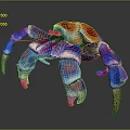 Vibrant Colorful Crab With Red Blue Purple Shell And Spotted Legs