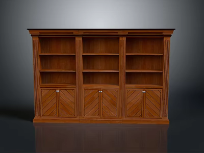 Classic Solid Wood Entryway Cabinet Sideboard With Chevron Doors And Multiple Compartments 3d model