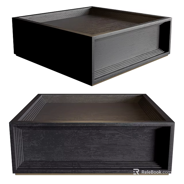 Modern Wooden Coffee Table With Sleek Square Design And Textured Surface 3d model 