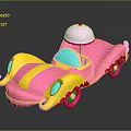 Playful Pink And Yellow Cartoon Car With White Cap And Decorative Eyes