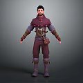 Detailed Male Fantasy 3D Character Wearing Crimson Outfit With Leather Straps And Boots