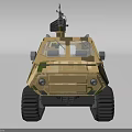 Camouflaged Tracked Utility Vehicle With Machine Gun Mounted On Top And Rugged Design