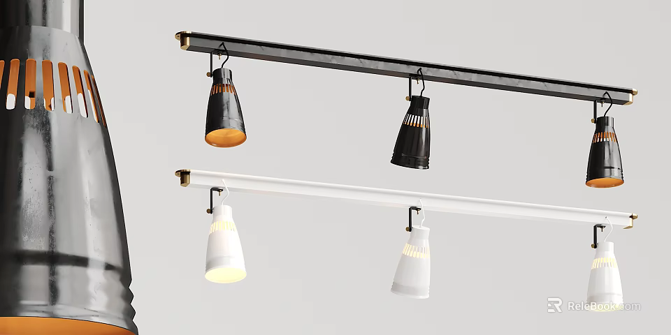 Modern Black And White Track Spotlights Stylish Design Installed On Ceiling Track 3d model